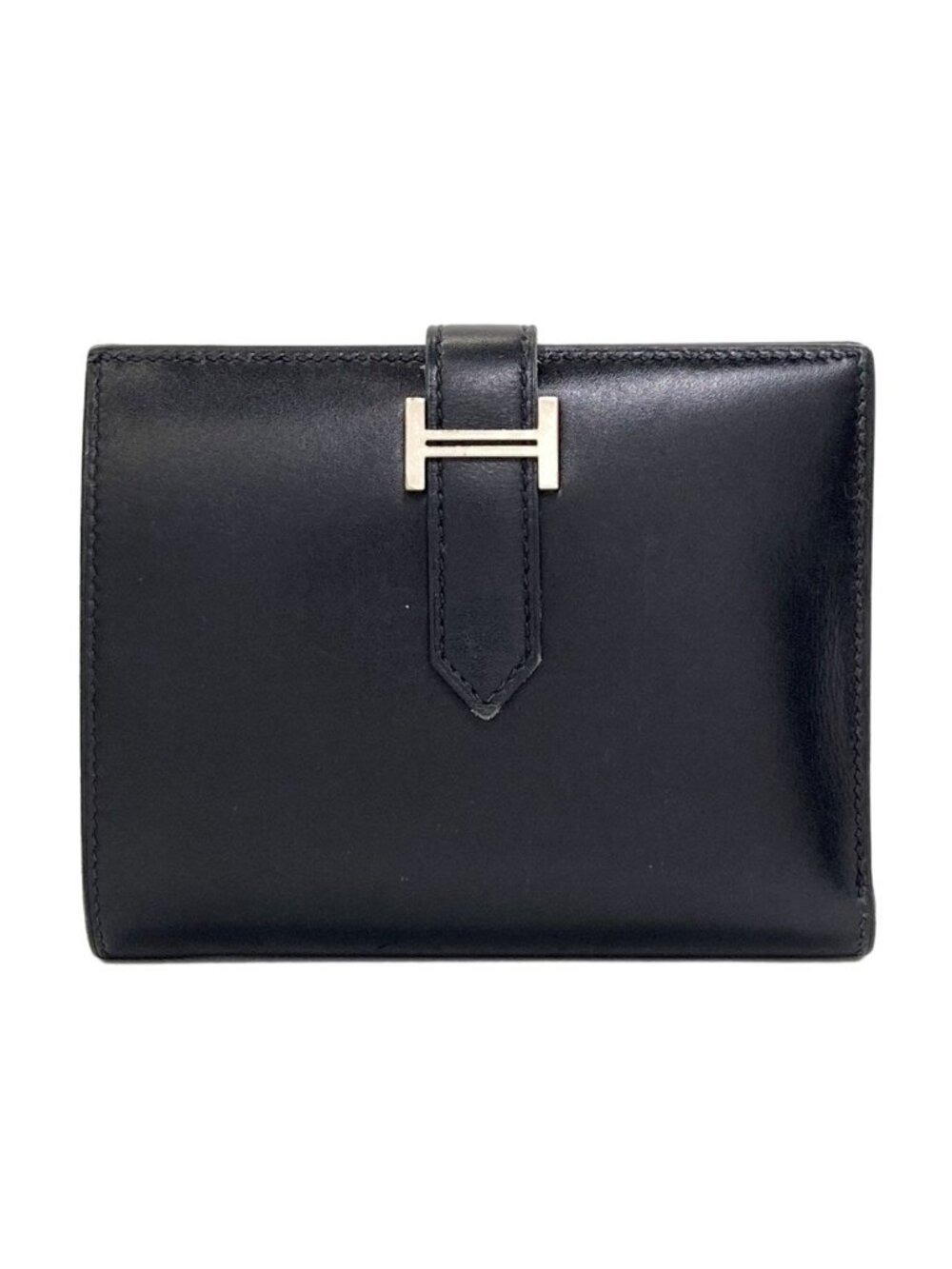 Hermes Bearn Compact Silver Bifold Wallet